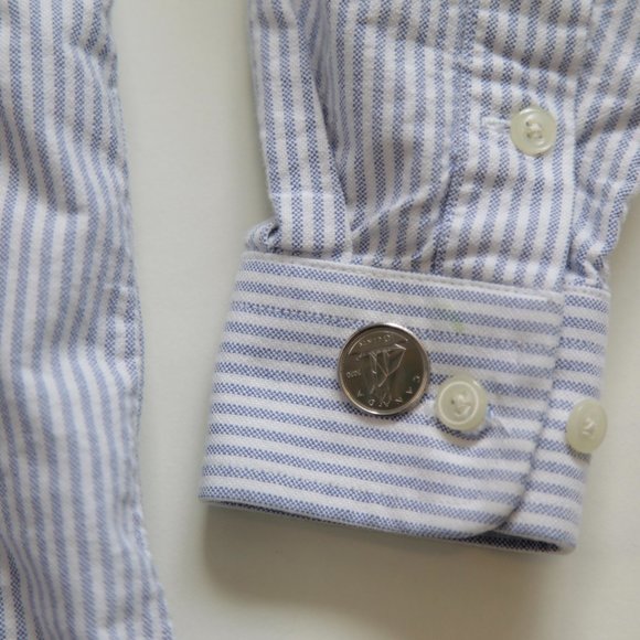 Polo Ralph Lauren Blue White Stripe Oxford Collared Boy's Dress Shirt, Size 4T - Picture 4 of 6